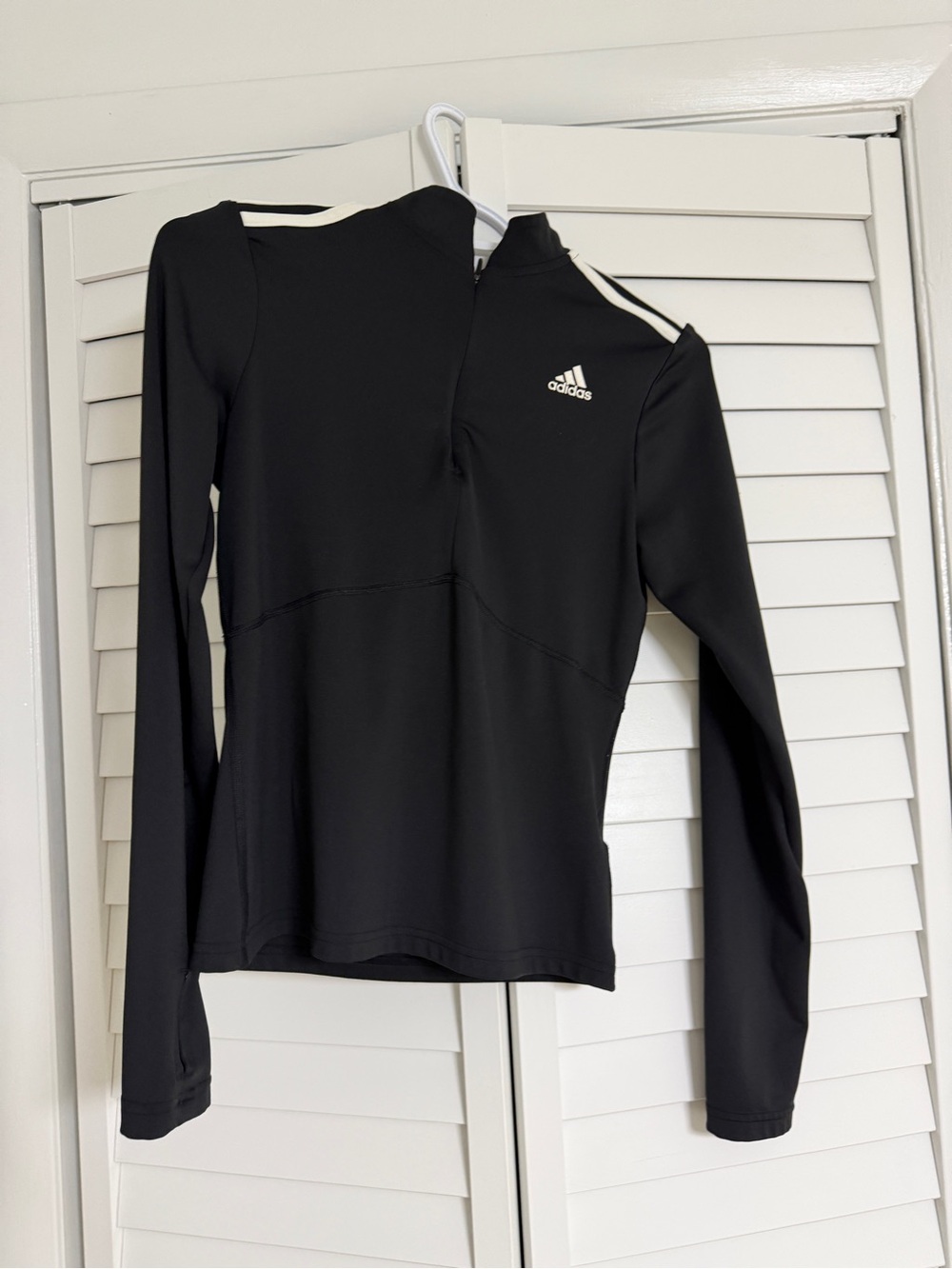 adidas Black Long-Sleeve Performance Top with White Logo